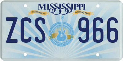 MS license plate ZCS966