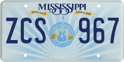 MS license plate ZCS967