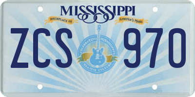 MS license plate ZCS970