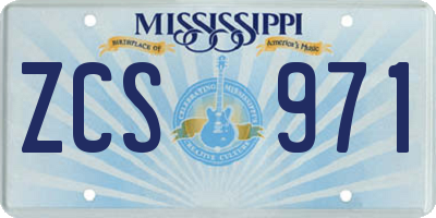 MS license plate ZCS971