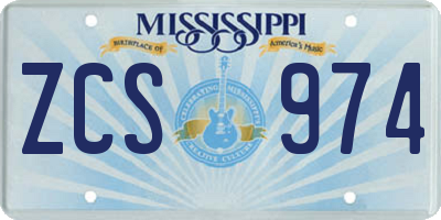 MS license plate ZCS974