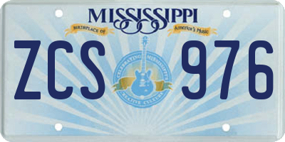 MS license plate ZCS976