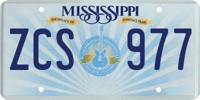 MS license plate ZCS977