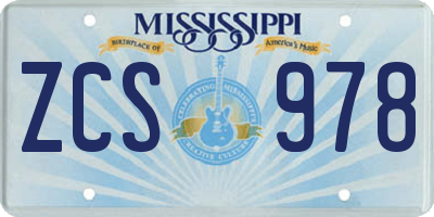 MS license plate ZCS978
