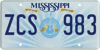 MS license plate ZCS983