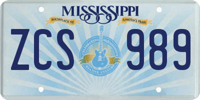 MS license plate ZCS989