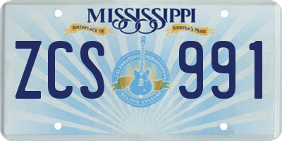MS license plate ZCS991