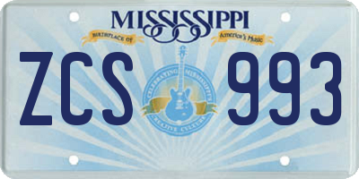 MS license plate ZCS993