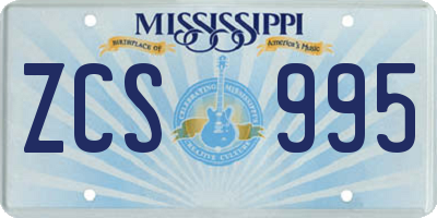 MS license plate ZCS995