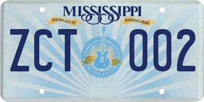 MS license plate ZCT002