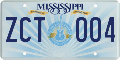 MS license plate ZCT004