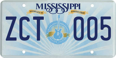 MS license plate ZCT005