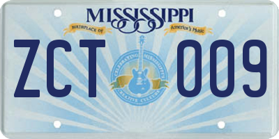 MS license plate ZCT009