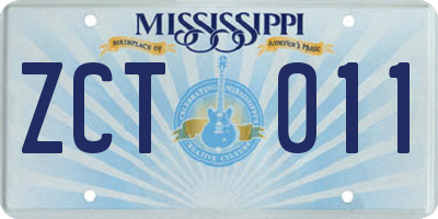 MS license plate ZCT011