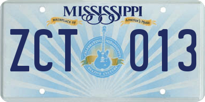 MS license plate ZCT013
