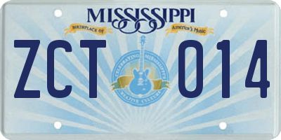MS license plate ZCT014