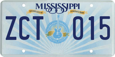 MS license plate ZCT015