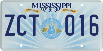 MS license plate ZCT016