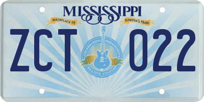 MS license plate ZCT022