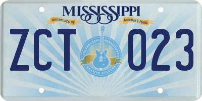 MS license plate ZCT023