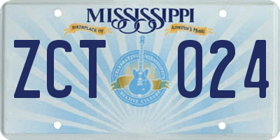 MS license plate ZCT024