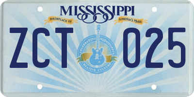 MS license plate ZCT025