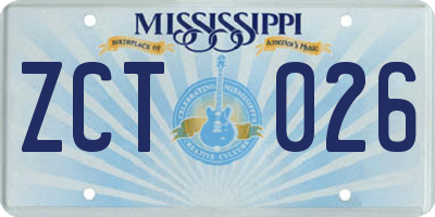 MS license plate ZCT026