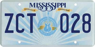 MS license plate ZCT028