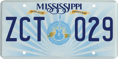 MS license plate ZCT029