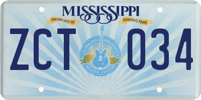 MS license plate ZCT034