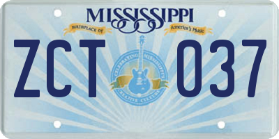 MS license plate ZCT037