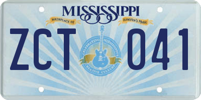 MS license plate ZCT041