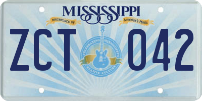 MS license plate ZCT042