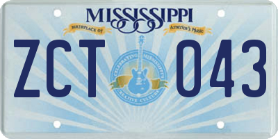 MS license plate ZCT043