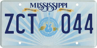 MS license plate ZCT044