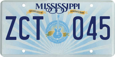 MS license plate ZCT045