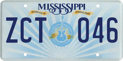 MS license plate ZCT046