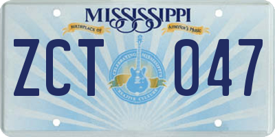 MS license plate ZCT047