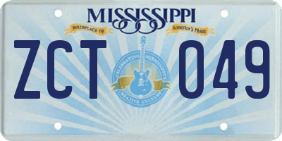 MS license plate ZCT049