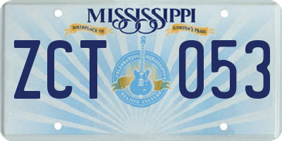 MS license plate ZCT053