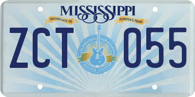 MS license plate ZCT055