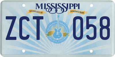 MS license plate ZCT058