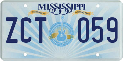MS license plate ZCT059