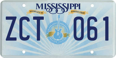 MS license plate ZCT061