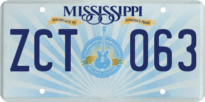 MS license plate ZCT063