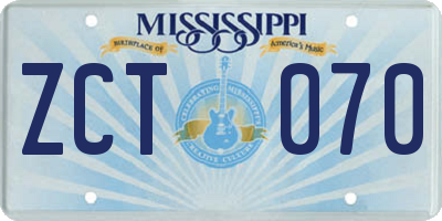 MS license plate ZCT070