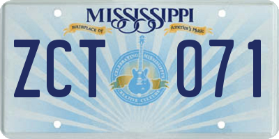 MS license plate ZCT071