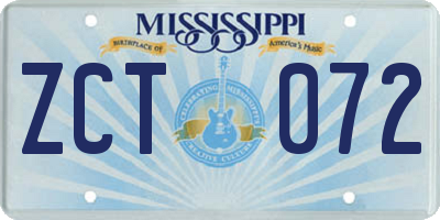 MS license plate ZCT072