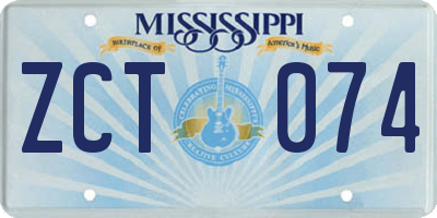 MS license plate ZCT074
