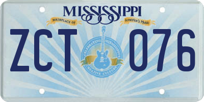 MS license plate ZCT076